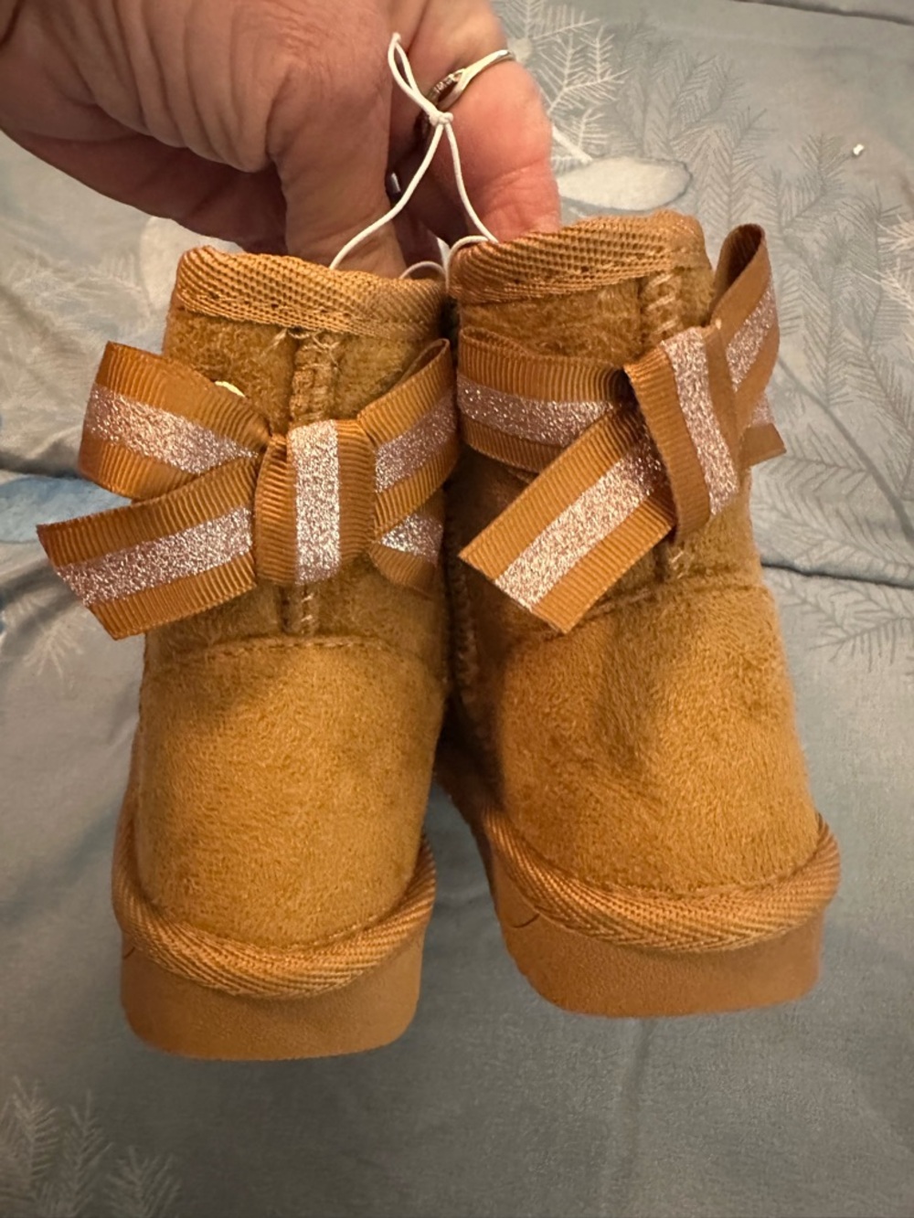 NWTS Capelli New York Cozy Booties in Chestnut Sz 5 Faux Suede Faux Fur - Picture 5 of 9
